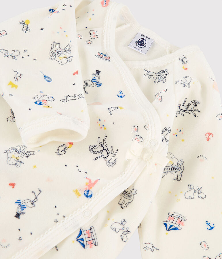 Pelele de terciopelo con estampado para beb&eacute; ni&ntilde;a blanco MARSHMALLOW/blanco MULTICO