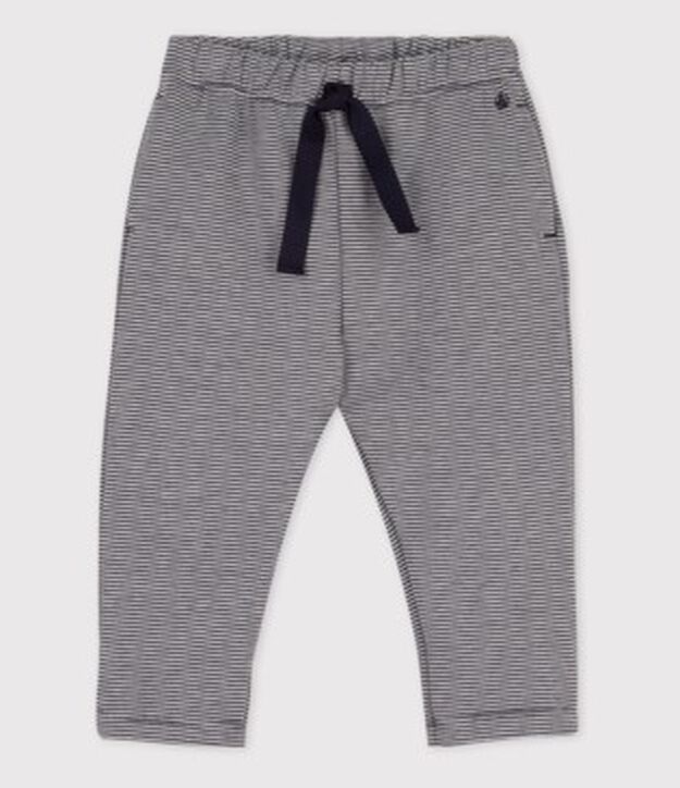 Pantal&oacute;n de jersey grueso a rayas para beb&eacute; azul/blanco
