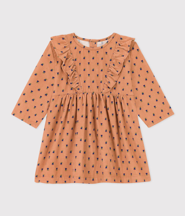 Vestido de terciopelo de manga larga para beb&eacute; rosa/multicolor