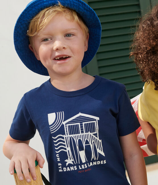 Camiseta infantil de manga corta de algodón con estampado azul MEDIEVAL