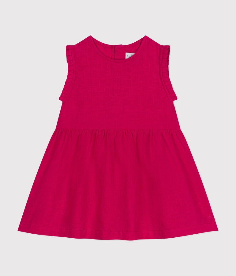 Vestido sin mangas de lino para beb&eacute; rosa