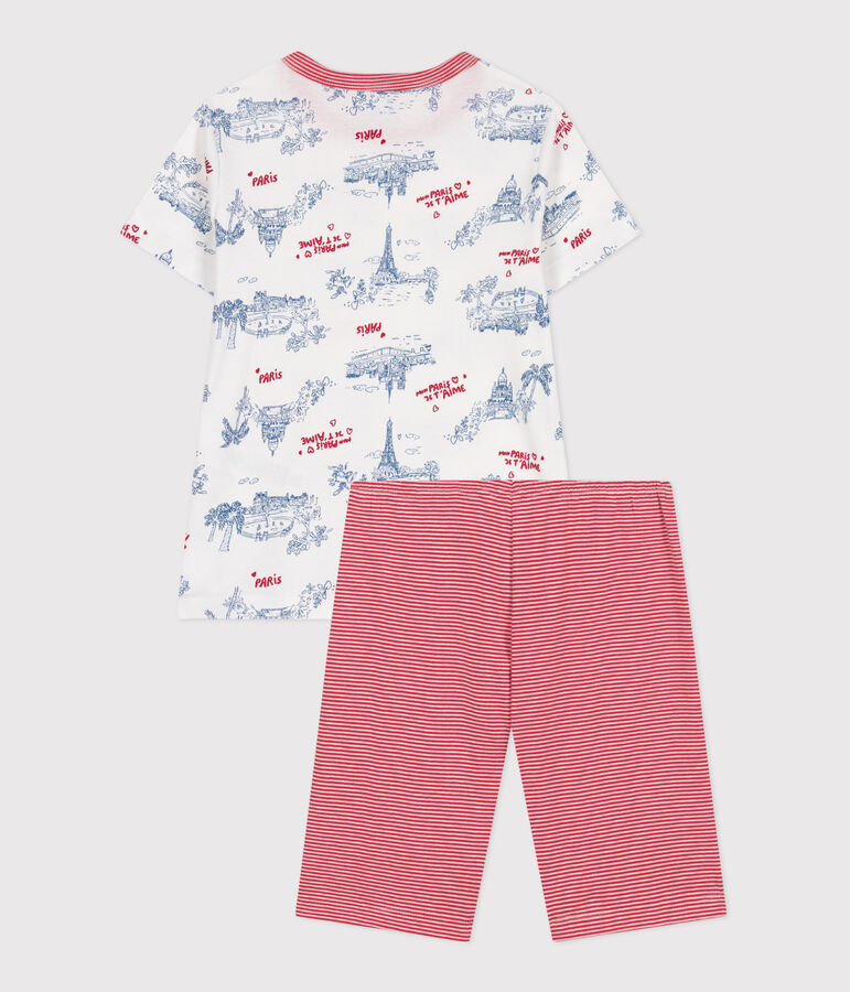 Pijama infantil corto de algod&oacute;n con estampado de Par&iacute;s blanco/multicolor