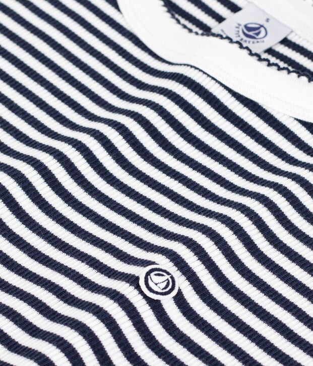 Vestido corto de algod&oacute;n para mujer azul/blanco