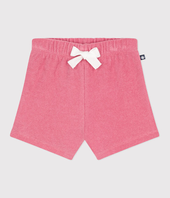 Pantalón corto de rizo de algodón para bebé rosa PEONIA