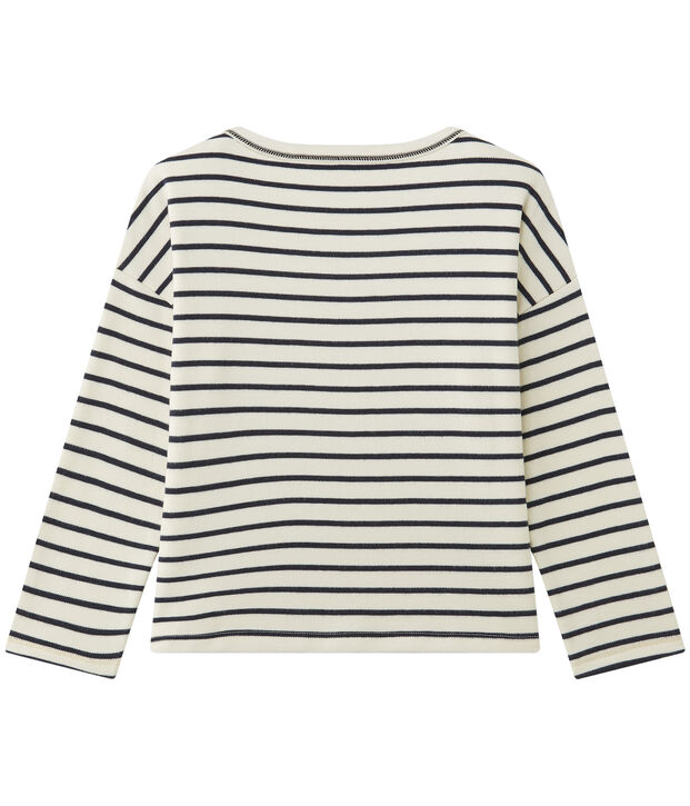 Sweat shirt fille ray&eacute; blanco/azul