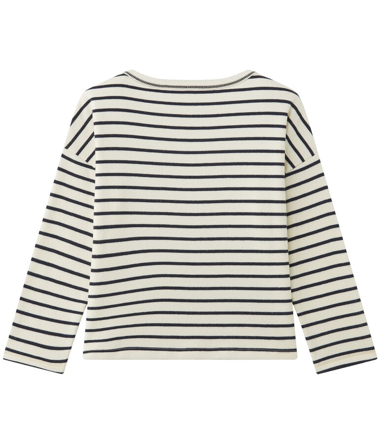 Sweat shirt fille ray&eacute; blanco/azul