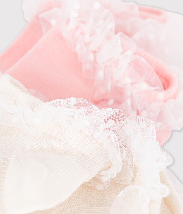 Juego de 2 pares de calcetines de ni&ntilde;a multicolor