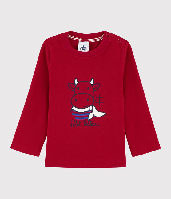 Camiseta de manga larga de algodón para bebé niño rojo TERKUIT