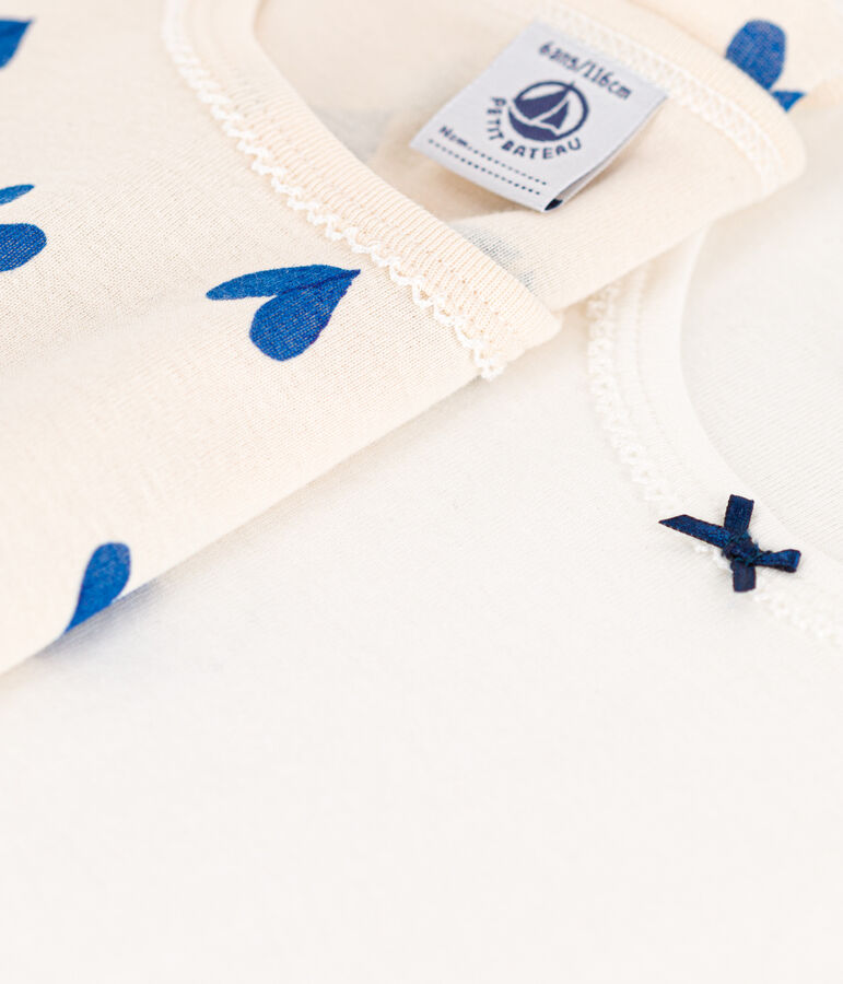 Lote de 2 camisetas de manga corta de algod&oacute;n con coraz&oacute;n para ni&ntilde;a multicolor