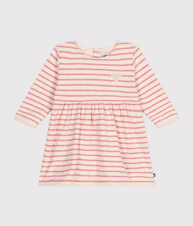 Vestido de t&uacute;bico de manga larga para beb&eacute; crudo/rosa