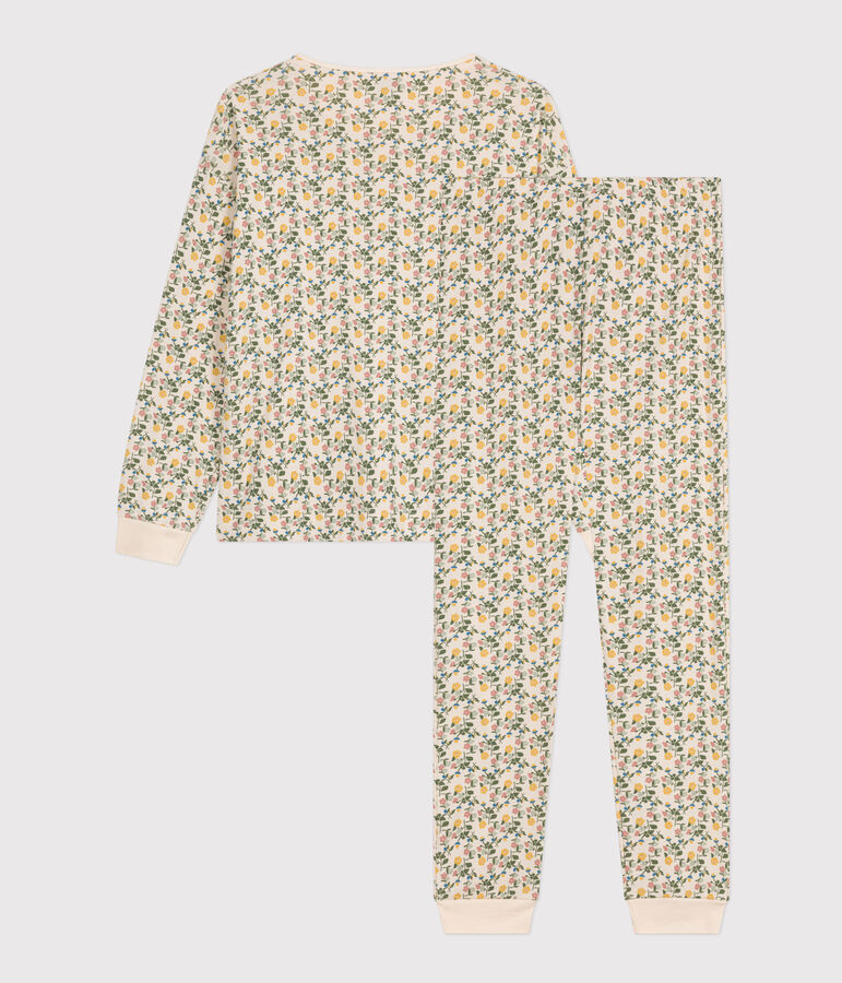 Pijama de algod&oacute;n con motivo floral para mujer crudo/multicolor