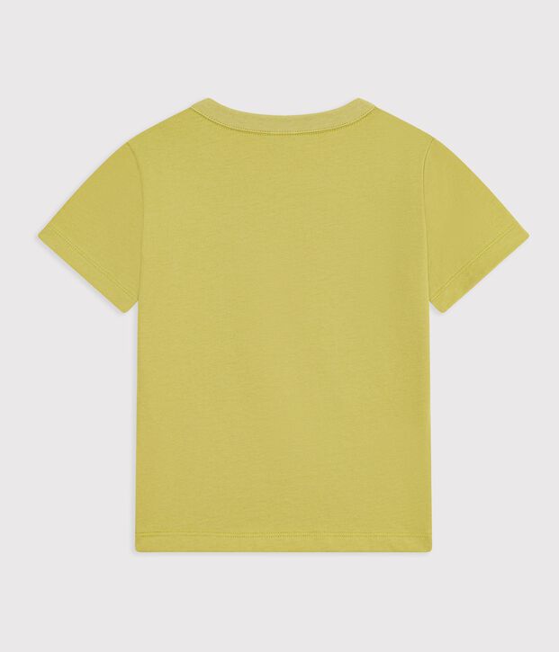 Camiseta infantil lisa de manga corta de algod&oacute;n verde