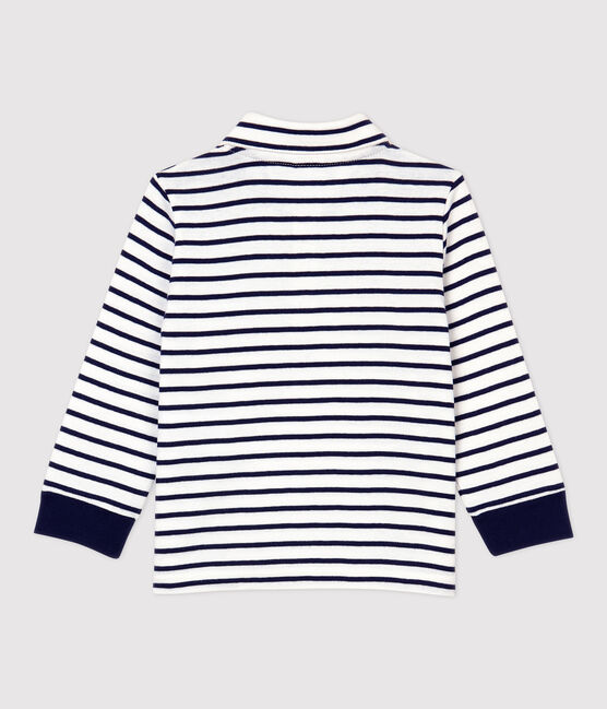 Polo de algodón de bebé. blanco MARSHMALLOW/azul SMOKING