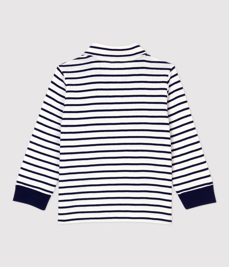 Polo de algod&oacute;n de beb&eacute;. blanco/azul