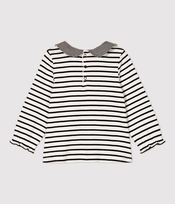 Blusa de algodón de bebé. blanco MARSHMALLOW/azul SMOKING