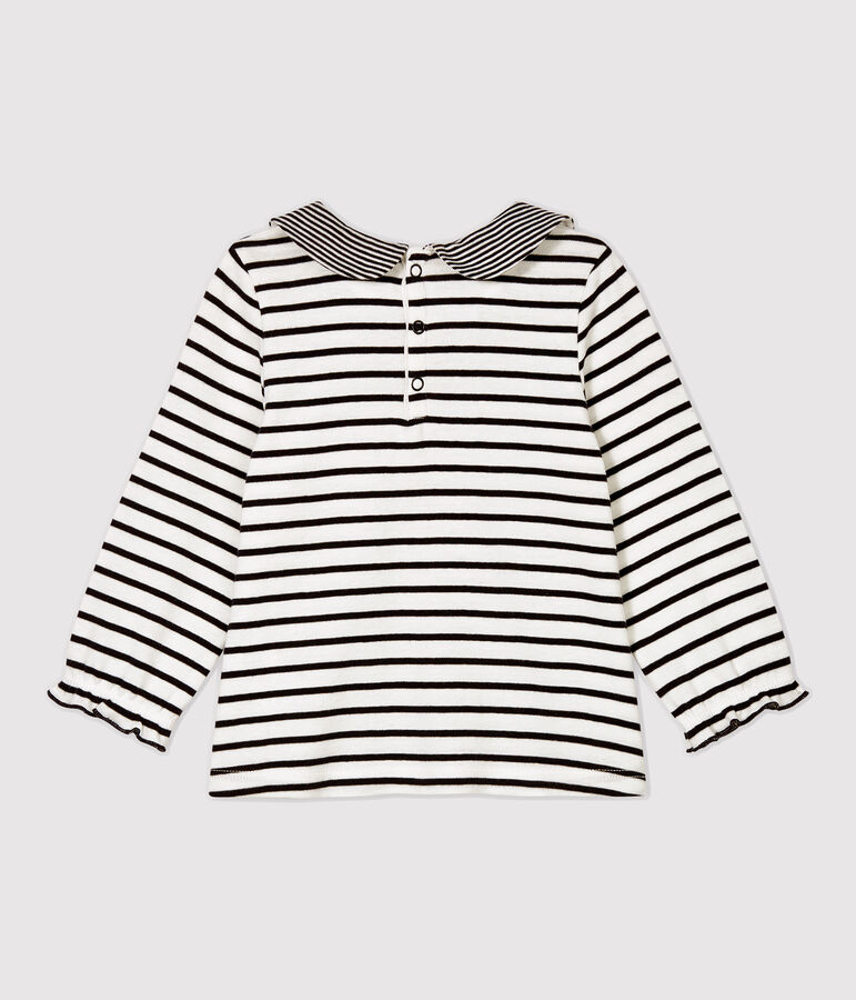 Blusa de algod&oacute;n de beb&eacute;. blanco MARSHMALLOW/azul SMOKING