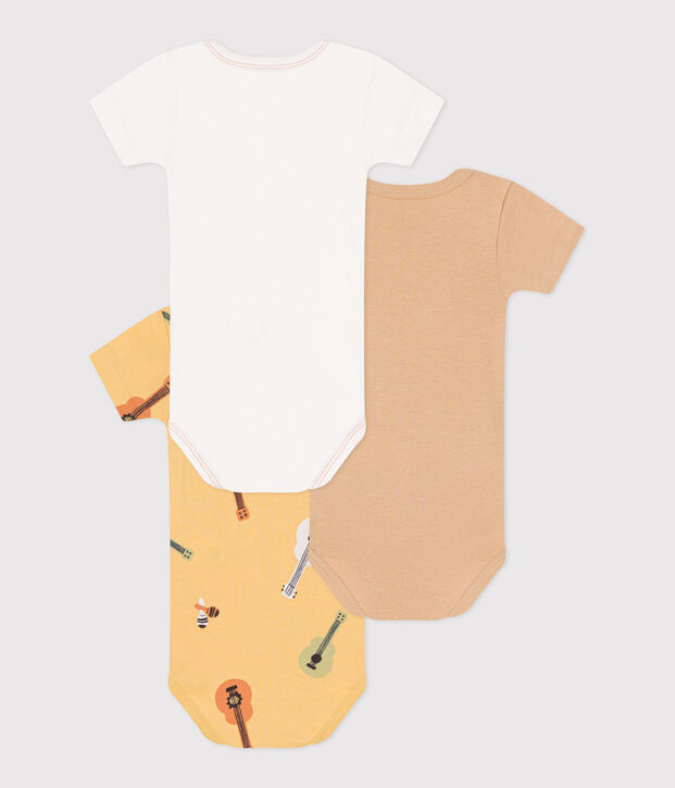 Juego de 3 bodis de algod&oacute;n de manga corta para beb&eacute; multicolor