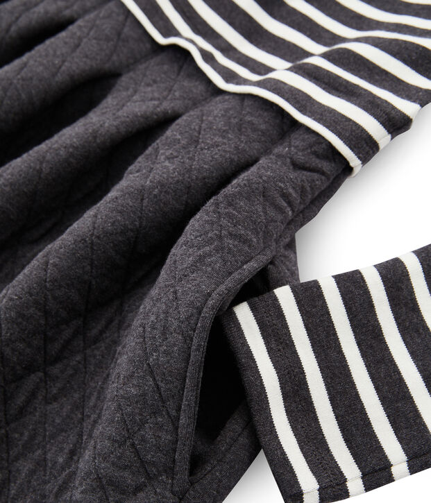 Robe bi-mati&egrave;re manches longues femme gris/blanco