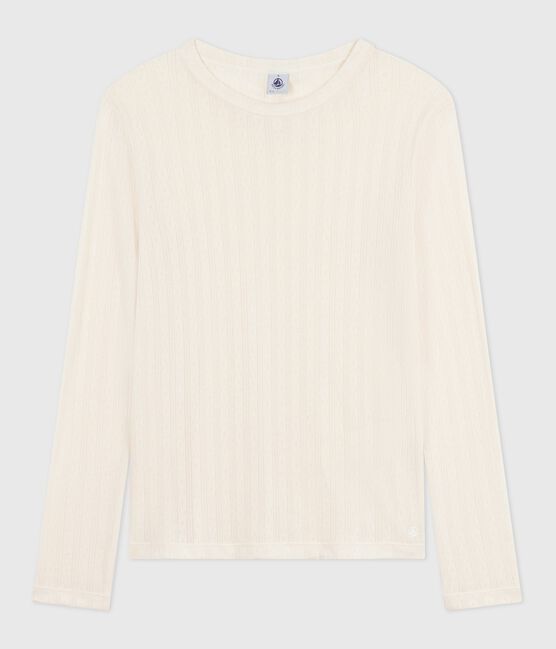 Camiseta Icónica de manga larga de algodón calado para mujer crudo MILK