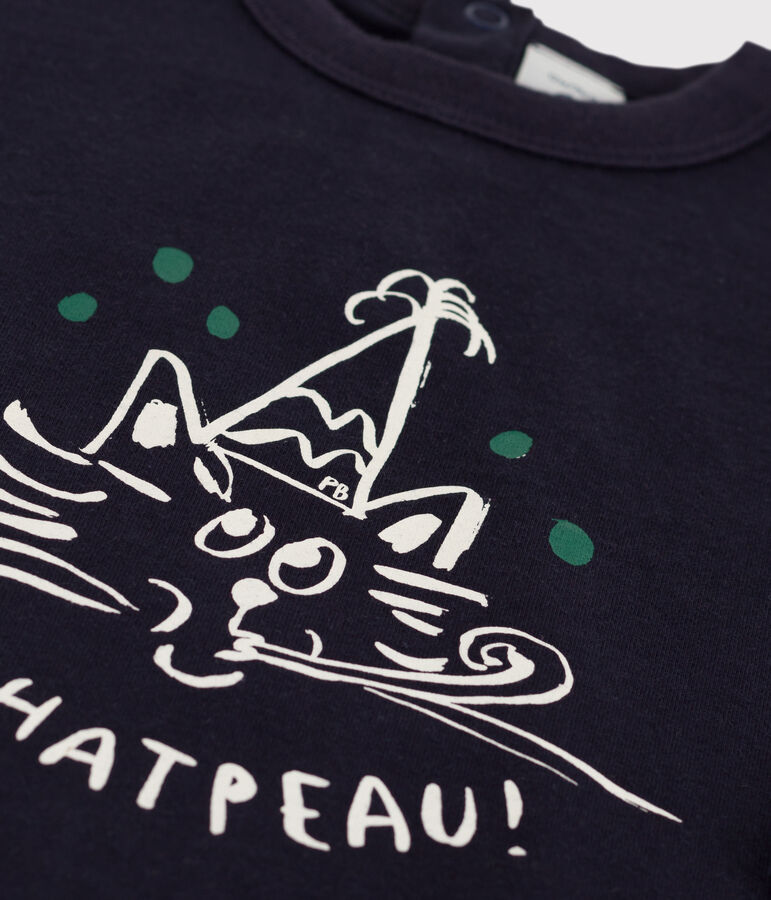 Camiseta de algod&oacute;n de manga larga para beb&eacute; azul