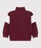 Sudadera infantil lisa colorblock de algod&oacute;n con cremallera en el cuello rojo/crudo