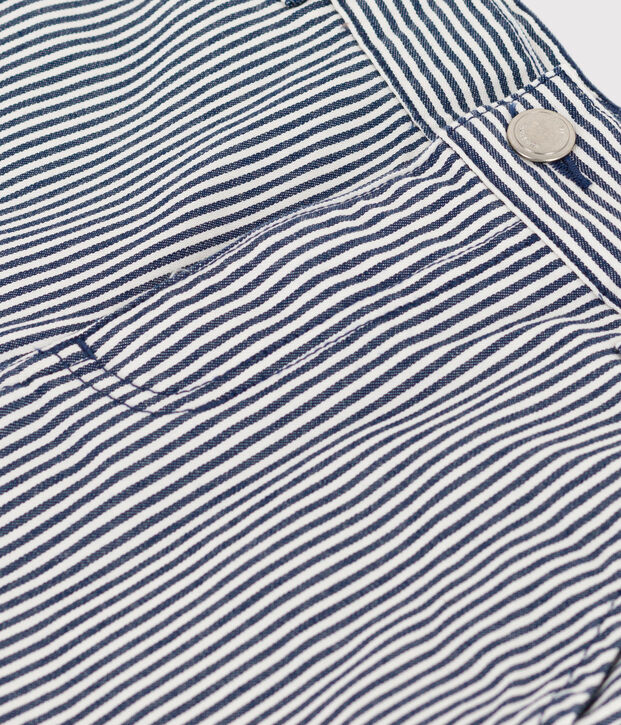 Pantal&oacute;n de tela de algod&oacute;n a rayas para ni&ntilde;o azul/blanco