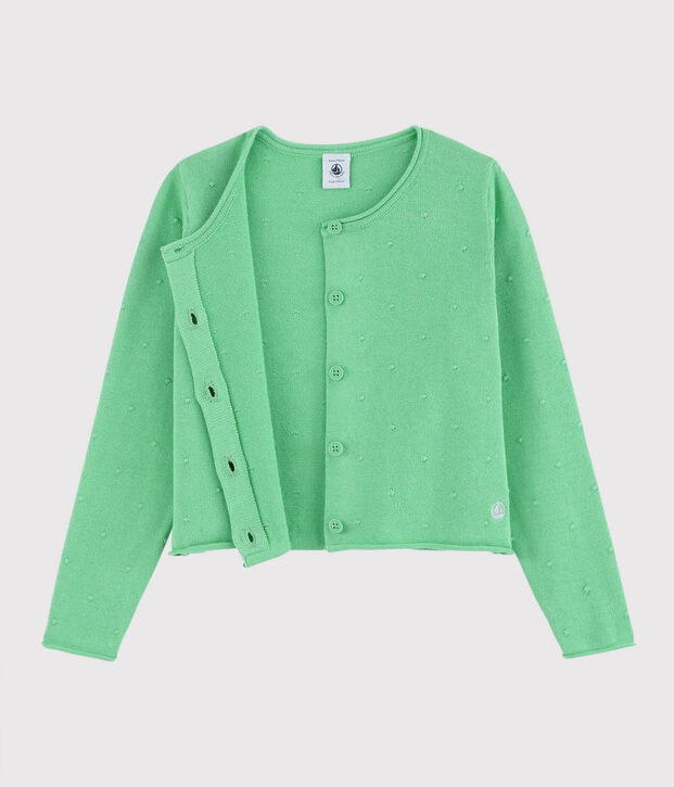 Rebeca de punto de algod&oacute;n de ni&ntilde;a verde