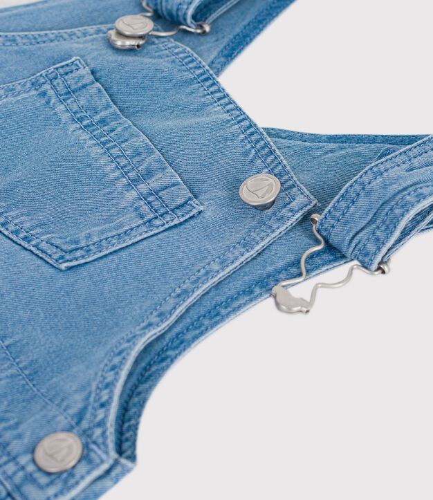 Peto corto de tejido denim ligero para beb&eacute; azul