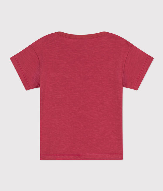Camiseta de manga corta de punto flameado para bebé rosa PAPI