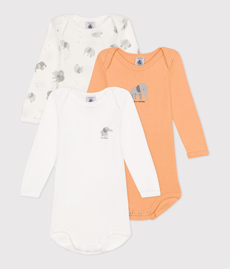 Juego de 3 bodys de algod&oacute;n de manga larga para beb&eacute; multicolor
