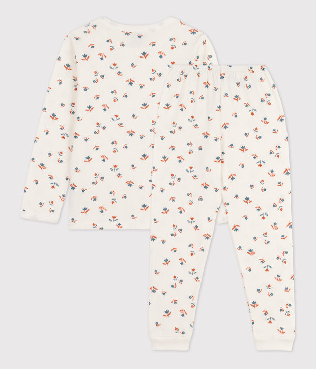 Pijama de t&uacute;bico con flor para ni&ntilde;a blanco/multicolor