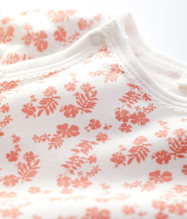 Pelele de beb&eacute; de algod&oacute;n org&aacute;nico blanco/rosa