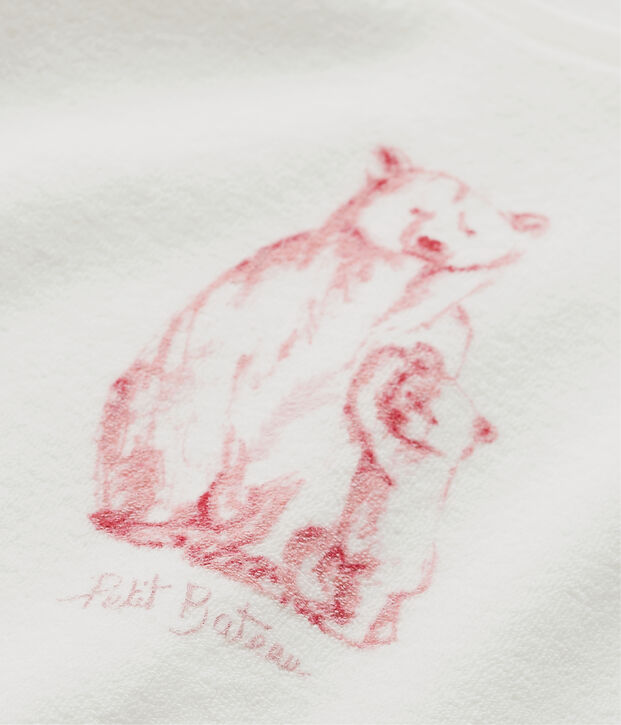 Pijama de rizo para ni&ntilde;a blanco/rosa/multicolor