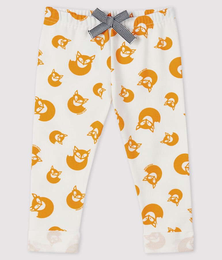 Pantal&oacute;n de mulet&oacute;n para beb&eacute; ni&ntilde;o blanco/amarillo