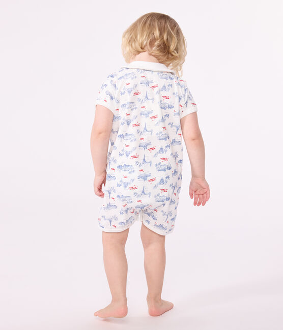 Mono corto de algodón con cuello y estampado de París para bebé blanco MARSHMALLOW/blanco MULTICO