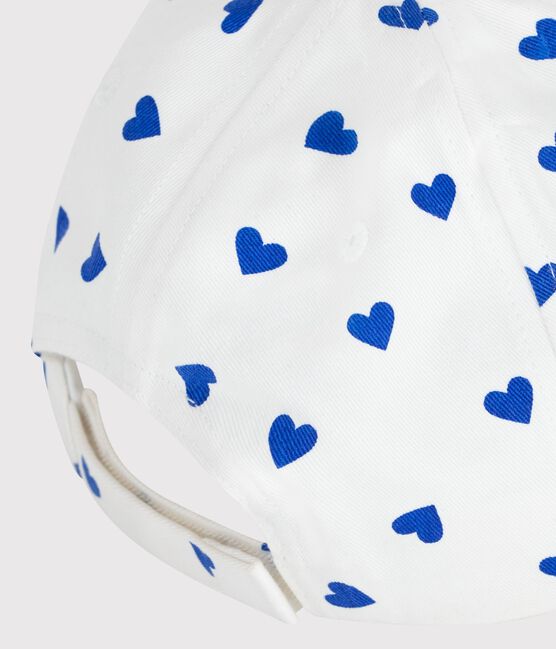 Sombrero infantil de sarga con estampado de corazones blanco MARSHMALLOW/ CREPUSCULE