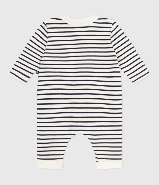 Mono a rayas marineras de algodón con cuello para bebé blanco MARSHMALLOW/azul SMOKING