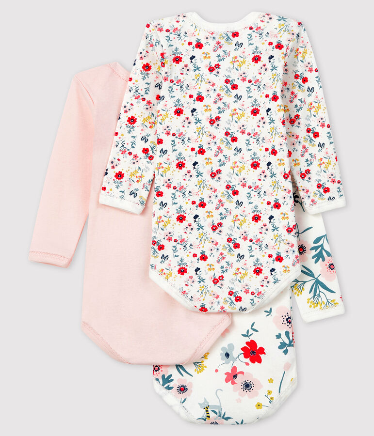 Juego de 3 bodis de manga larga para beb&eacute; ni&ntilde;a multicolor
