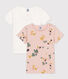 Juego de 2 camisetas de manga corta con flores de algodón de niña