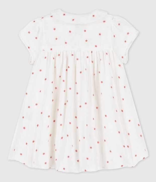 Vestido de manga corta de gasa de algod&oacute;n ecol&oacute;gico para beb&eacute; blanco/marron