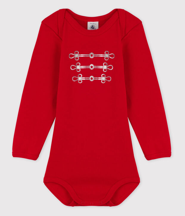 Bodi de manga larga de beb&eacute; ni&ntilde;a rojo