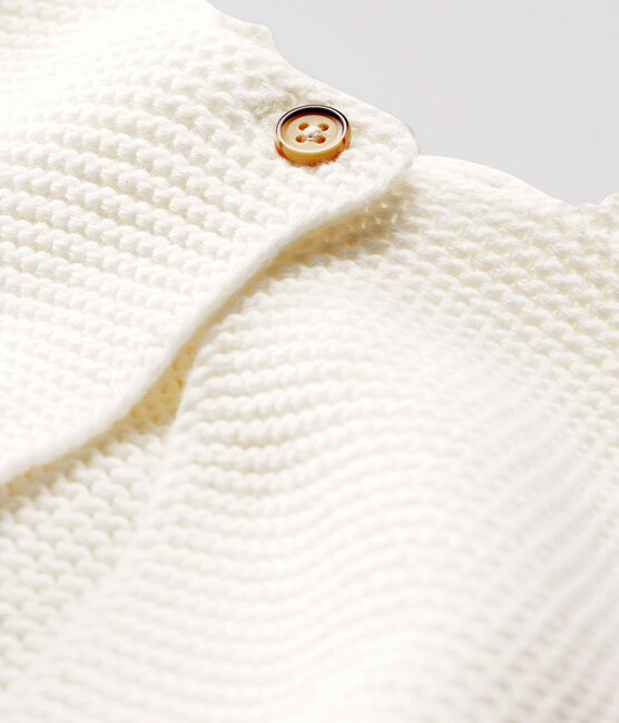 Cárdigan de punto de bebé de algodón orgánico blanco MARSHMALLOW