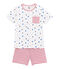 Pijama corto estampado y rayado para niño blanco MARSHMALLOW/blanco MULTICO