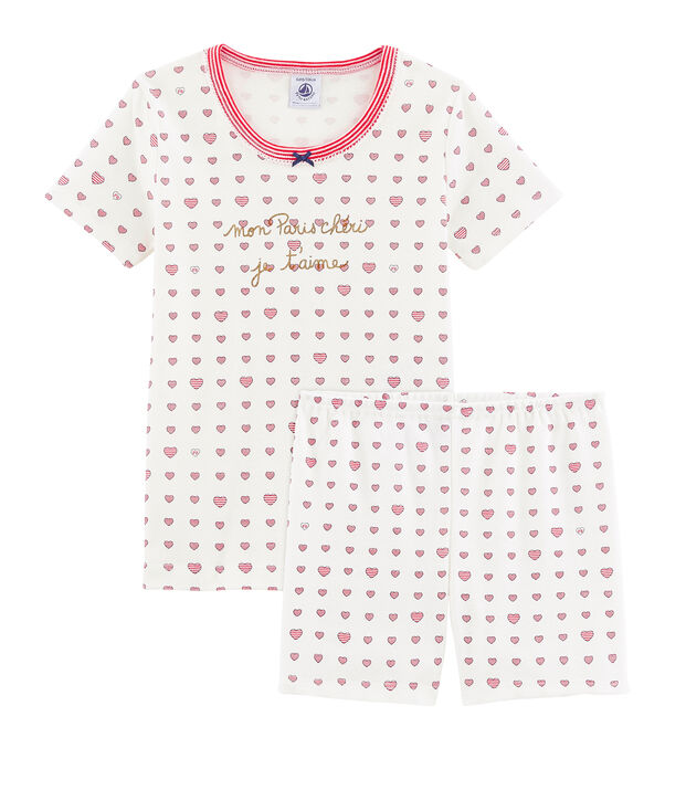 Pijama corto de corte muy ajustado para ni&ntilde;a blanco/multicolor