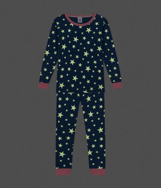 Pijama infantil ajustado y fluorescente de algodón con estampado de estrellas INCOGNITO/ MARSHMALLOW