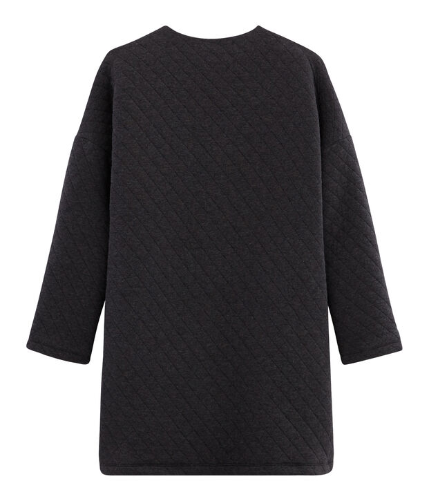 Chaqueta larga de t&uacute;bico para mujer gris