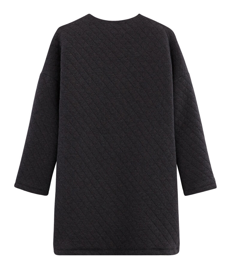 Chaqueta larga de t&uacute;bico para mujer gris