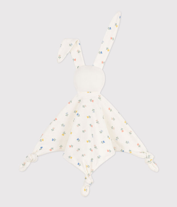 Doudou de algod&oacute;n con flores blanco/multicolor
