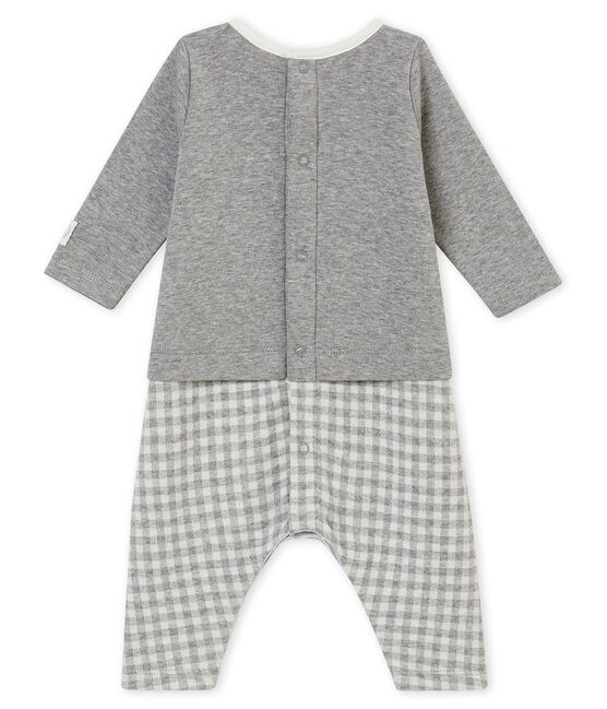 Pelele largo vichy para bebé niño gris SUBWAY/blanco MARSHMALLOW