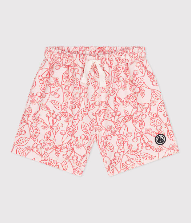 Shorts infantiles de algod&oacute;n con estampado rosa/rojo